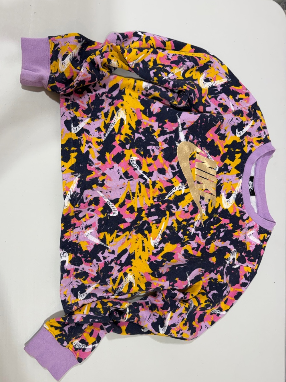 Nike Cropped Abstract Pullover with Metallic Swoosh
